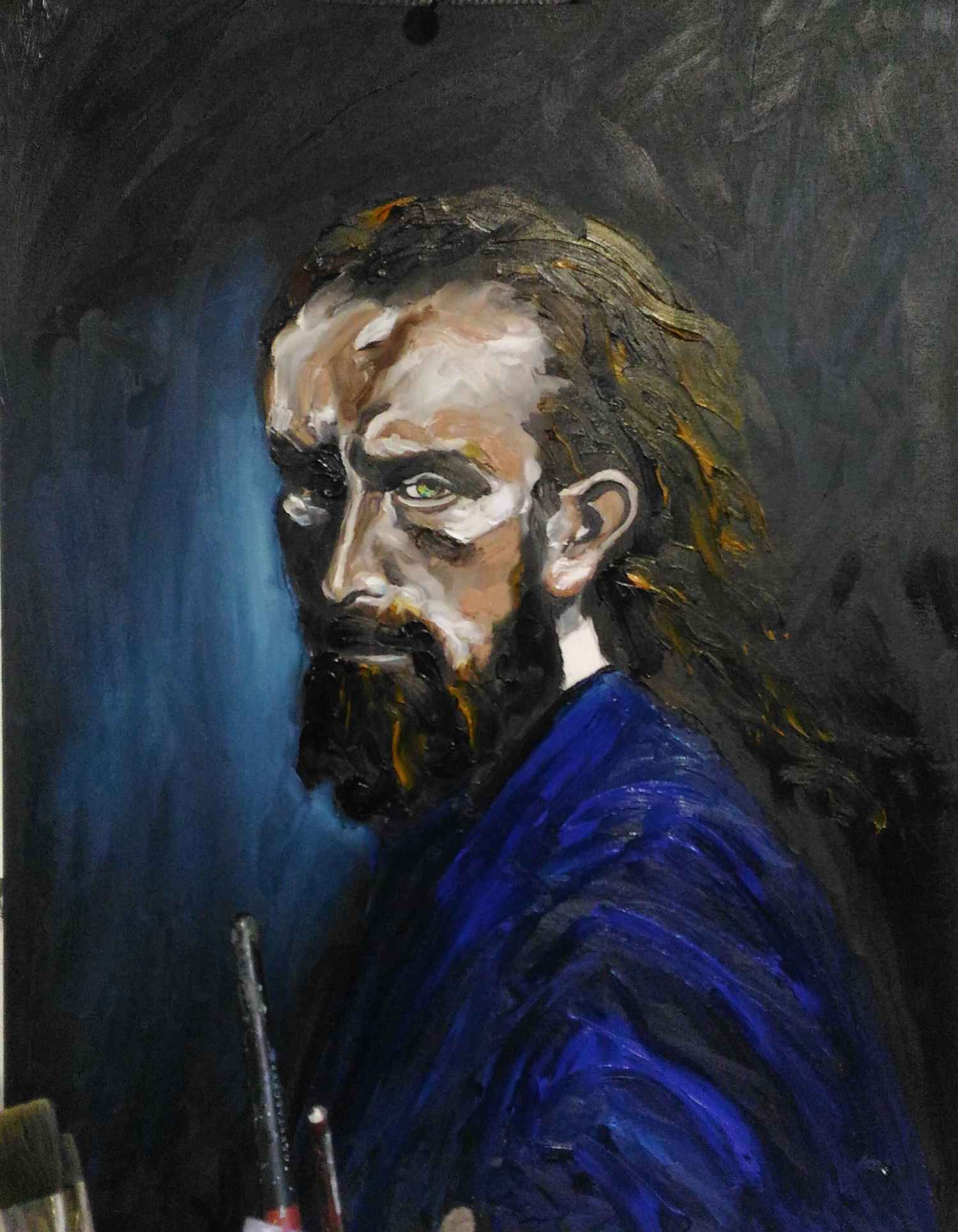 Portrait de l'homme en bleu,Tableaux contemporains,artiste peintre Florence
GAUTIER,oeuvre contemporaine.