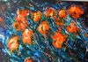 Fleurs-oranges-2015,acrylique-enduit sur toile.Artiste peintre Florence 
Gautier.