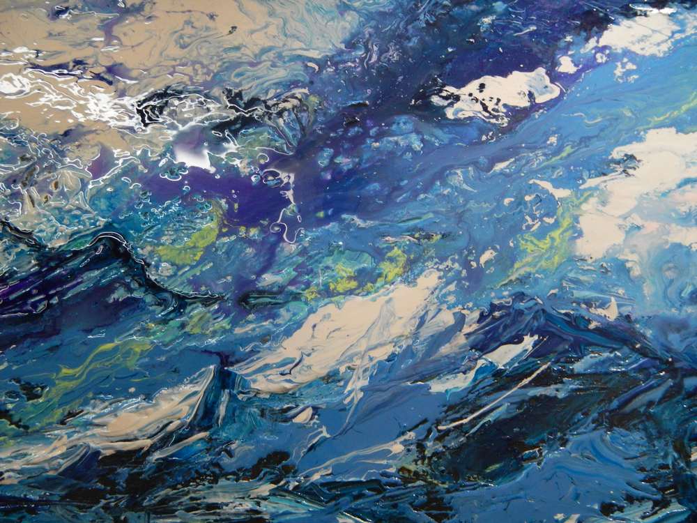 Vague bleue 2015,acrylique sur toile. Artiste peintre expressionniste contemporain Florence Gautier.