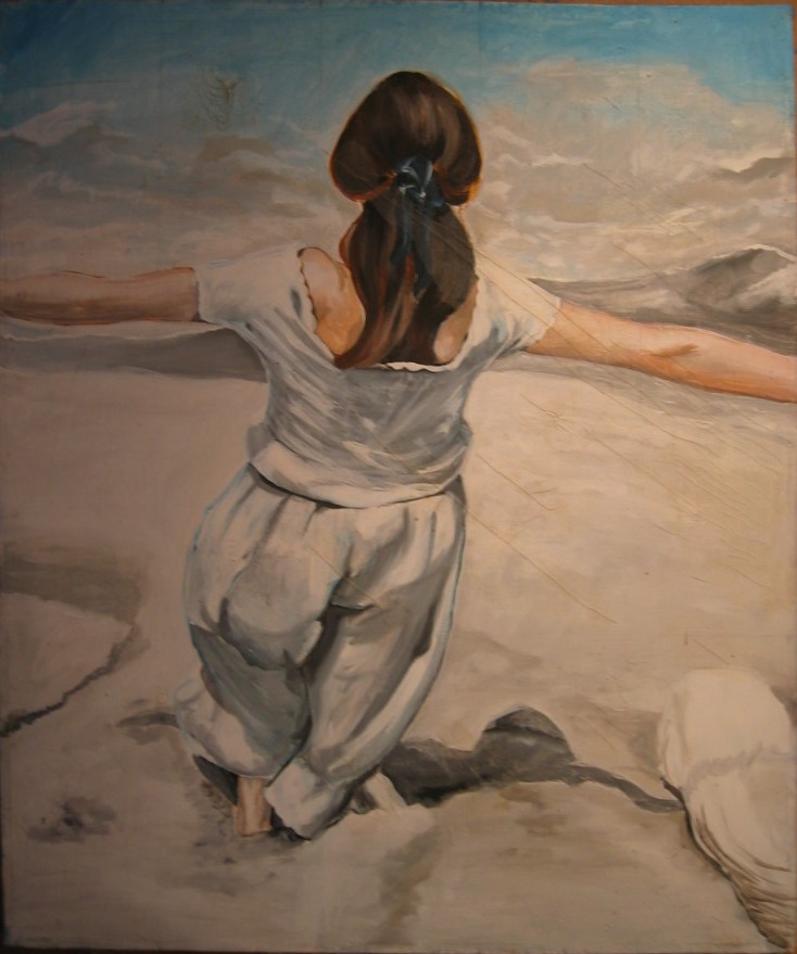 Femme-en-croix,peinture acrylique sur toile.Artiste peintre Florence Gautier.