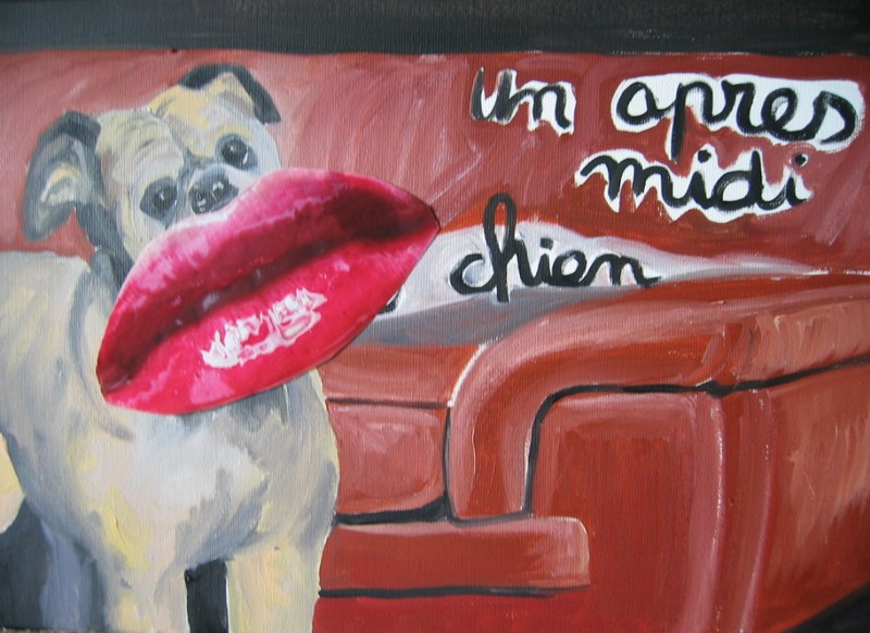 Dogy-lips,huile sur toile 38 x 55,artiste peintre expressionniste Florence 
Gautier.