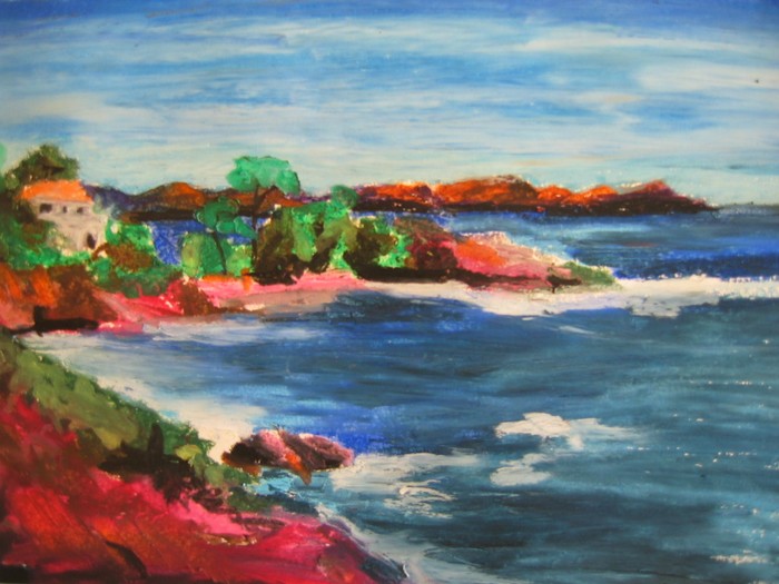 La plage des Anglais,Pastel sur papier 23.5 x 17.5,artiste peintre expressionniste Florence Gautier.